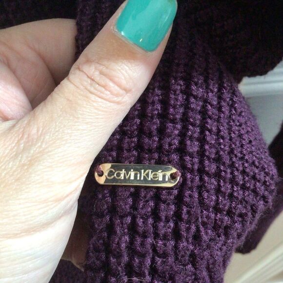 Women’s Calvin Klein Purple Ribbed Cowl Neck Sweater Size Small - Picture 2 of 7